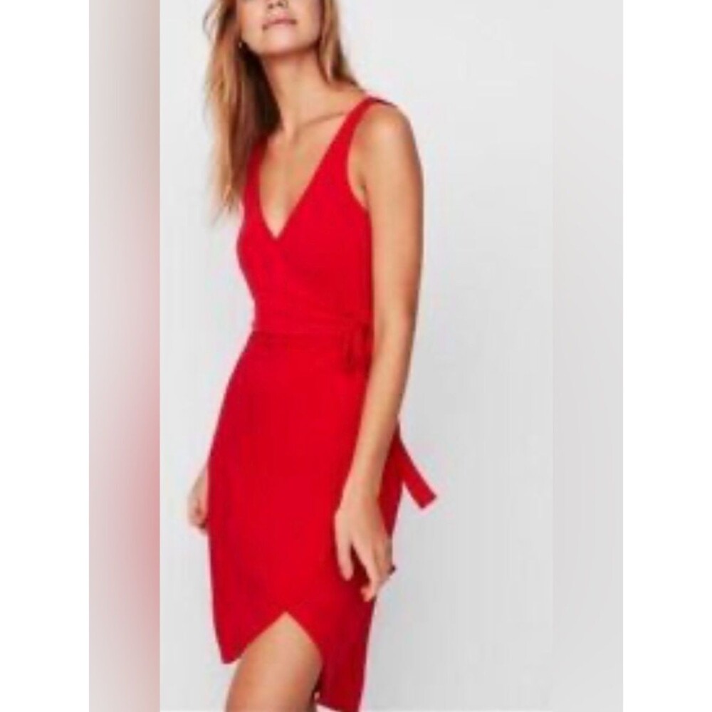 NWT Express Red V-Neck Wrap Mini Dress Size XS